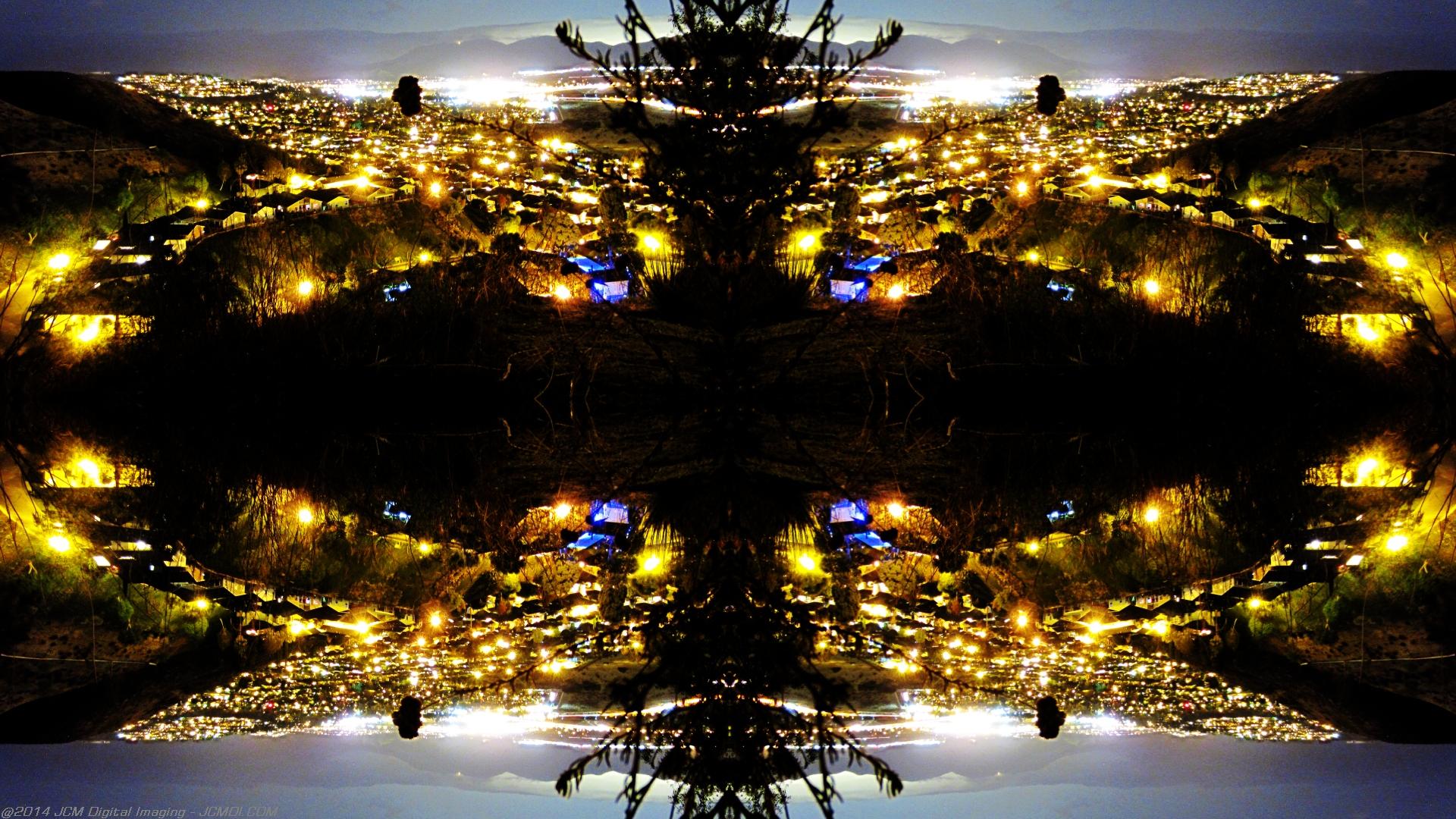Abstract quadroscopic artwork made from long exposure night images